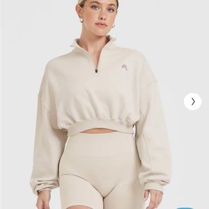 ALL DAY LIGHTWEIGHT CROP 1/4 ZIP SWEATSHIRT by ONERACTIVE